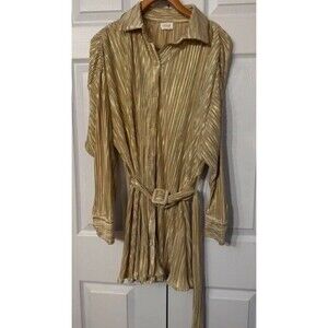 Le Lis‎ Going For Glam Belted Pleated Minidress Sz Small - Champagne Gold
